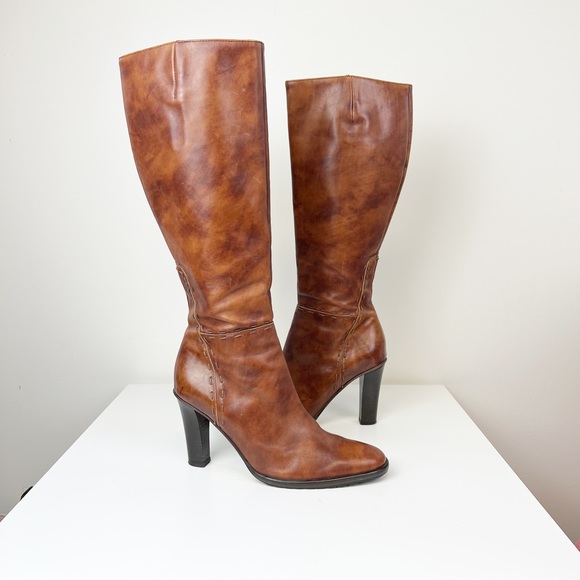 J. Crew Shoes - J. Crew Vintage Y2K Brown Italian Leather Heeled Boots Size 8.5
